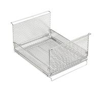 PawwJoy Cesto portaoggetti in filo metallico impilabile, resistente, pieghevole, organizer per dispensa, congelatore, cucina, bagno, campeggio, 35,5 x 25 x 18 cm, argento