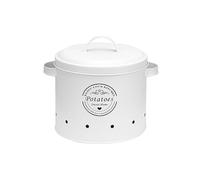 PawwJoy Contenitore per patate in metallo, contenitore per alimenti rustico, contenitori da cucina per verdure, per dispensa e piano di lavoro, grande, bianco