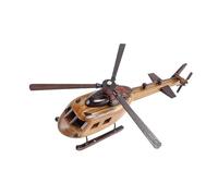 PawwJoy Decorazione elicottero in legno per scrivania e scaffale, modello vintage a biplano aliante con eliche rimovibili, aereo retrò da 30,5 cm, da collezione, stile a