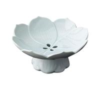 PawwJoy Lotus - Ciotola per frutta in ceramica con design drenante, vassoio multiuso per snack da 16 cm, per bancone della cucina, decorazione per la casa in campagna, verde chiaro