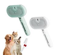Pawzium Pets, Self-Cleaning Spray Cat Brush for Shedding, 3 in 1 Pet Steam Brush for Cat Dog Long Short Haired, Water Mist Hair Removal Comb, for Dogs and Cats, Remove Tangled (White+Green)