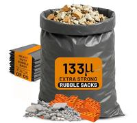 Paxfords Sacchi per macerie resistenti, extra forti, 133 micron, 50,8 x 76,2 cm, resistenti agli strappi, per rifiuti edili, casa, legno e ghiaia, carico 100 kg (grigio, confezione da 5)