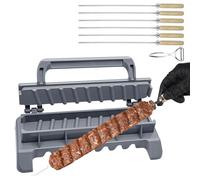 PAXLINSEN Grande Kebab Maker Pressa in plastica con 6 spiedini in acciaio inox e 1 pelapatate, spiedini Kabob per barbecue, portatile, facile da usare, strumento essenziale per grigliare
