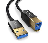 PAXO Cavo per stampante USB A da 1 m, USB 3.2 Gen2 con velocità di trasferimento di 10 Gbit/s (1,25 GByte/s), da spina USB A a USB B, cavo di ricarica, cavo dati, nero