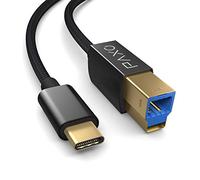 PAXO Cavo per stampante USB C da 1 m, USB 3.2 Gen2 con velocità di trasferimento di 10 Gbit/s (1,25 GByte/s), da spina USB C a USB B, cavo di ricarica, cavo dati, nero