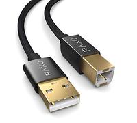 PAXO Cavo stampante USB 3m Nylon, nero, spina USB A a USB B, cavo di ricarica, cavo dati, spina oro