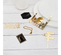 Paxrmuky Golden Muslim Umrah Mubarak Topper Hajj Mubarak Cake Topper e Charm Set di 6 pezzi