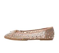 PAYDVOIER Mesh Ballet Flat for Women Round Toe Slip On Embellished Mary Jane Flats Sparkly Ballet Flat with Bow Comfy Casual Studded Ballerina Shoes Bow Dressy Flats Shoes Brown Size 35