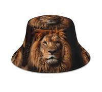 PAYDYLONA Cappello da pescatore riflettente stampato con varie bandiere - Cappello da spiaggia per protezione UV, cappello da pesca per viaggi estivi all'aperto, Lo sguardo del leone, Taglia unica