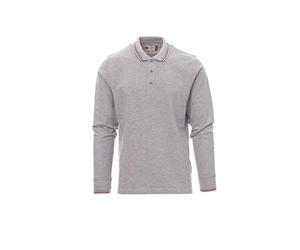 PAYPER Aviazione Melange Polo Unisex Uomo Donna a Manica Lunga Misto Cotone Colletto Polsino a Costine Spacchetti Laterali Rinforzo Sagomato retrocollo Grigio (XL)