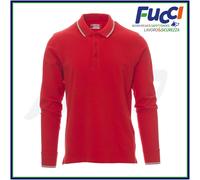 Payper AVIAZIONE Polo Unisex Manica Lunga 100% Cotone Piquet Profilo Tricolore