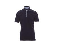 PAYPER Cambridge Polo da Uomo a Manica Corta in Rib 100% Cotone Interno Oxford Spacchetti Laterali Rinforzo Sagomato retrocollo Taglie Forti Blu Navy/Bianco (4XL)