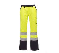PAYPER Charter Polar Pantalone da Uomo Invernale Foderato da Lavoro Misto Cotone Chiusura Zip Alta visibilità Tasche Anteriori Laterali Posteriori (Giallo Fluo/Blu Navy, L)