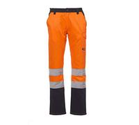 PAYPER Charter Polar Pantalone da Uomo Invernale Foderato da Lavoro Misto Cotone Chiusura Zip Alta visibilità Tasche Anteriori Laterali Posteriori (Arancione Fluo/Blu Navy, XL)