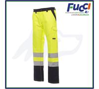 PAYPER Charter Polar Pantalone da Uomo Invernale Foderato da Lavoro Misto Cotone Chiusura Zip Alta visibilità Tasche Anteriori Laterali Posteriori (Giallo Fluo/Blu Navy, S)