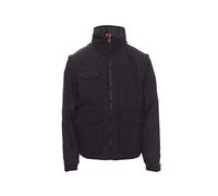 PAYPER ESCAPE Giubbino uomo da lavoro 100% poliestere chiusura zip cappuccio richiudibile tasche porta cellulare Nero/Steel Grey (L)