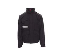 PAYPER FIGHTER 2.0 Giubbino uomo da lavoro 100% poliestere maniche staccabili cappuccio richiudibile tasche porta badge smartphone Nero/Steel Grey (4XL)
