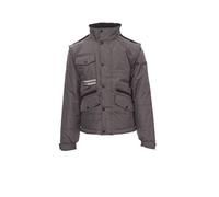 PAYPER FIGHTER 2.0 Giubbino uomo da lavoro 100% poliestere maniche staccabili cappuccio richiudibile tasche porta badge smartphone Grigio Smoke/Nero (3XL)