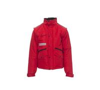 PAYPER FIGHTER 2.0 Giubbino uomo da lavoro 100% poliestere maniche staccabili cappuccio richiudibile tasche porta badge smartphone Rosso/Nero (3XL)