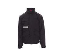 PAYPER FIGHTER 2.0 Giubbino uomo da lavoro 100% poliestere maniche staccabili cappuccio richiudibile tasche porta badge smartphone Nero/Steel Grey (M)