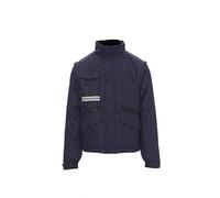 PAYPER FIGHTER 2.0 Giubbino uomo da lavoro 100% poliestere maniche staccabili cappuccio richiudibile tasche porta badge smartphone Blu Navy/Blu Royal (3XL)