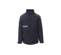PAYPER FIGHTER FX MID Giubbino giacca 3/4 uomo da lavoro 100% poliestere cappuccio richiudibile tasca porta smartphone badge bande riflettenti Blu Navy/Blu Royal (L)