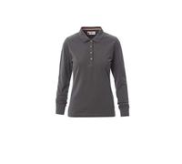 PAYPER Florence Lady Polo a Manica Lunga da Donna Sfiancata 100% Cotone Effetto Perlato Spacchetti Laterali Rinforzo Sagomato retrocollo Grigio Smoke (M)
