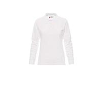 PAYPER Florence Lady Polo a Manica Lunga da Donna Sfiancata 100% Cotone Effetto Perlato Spacchetti Laterali Rinforzo Sagomato retrocollo Bianco (S)