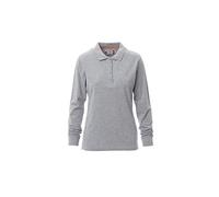 PAYPER Florence Melange Polo da Uomo a Manica Lunga Misto Cotone Effetto Perlato Spacchetti Laterali Rinforzo Sagomato retrocollo Grigio (L)