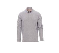 PAYPER Florence Melange Polo da Uomo a Manica Lunga Misto Cotone Effetto Perlato Spacchetti Laterali Rinforzo Sagomato retrocollo Grigio (5XL)