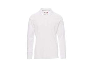 PAYPER Florence Polo da Uomo a Manica Lunga 100% Cotone Colletto Polsino a Costine Spacchetti Laterali Rinforzo Sagomato retrocollo Bianco (5XL)