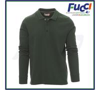 PAYPER Florence Polo da Uomo a Manica Lunga 100% Cotone Colletto Polsino a Costine Spacchetti Laterali Rinforzo Sagomato retrocollo Verde (3XL)
