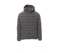PAYPER FREETIME Giubbino invernale da uomo con cappuccio piumino imbottito effetto piuma 2 tasche esterne chiusura con zip (IT, Testo, 3XL, Regular, Regular, Smoke)