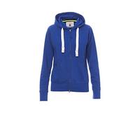 PAYPER Hawaii+ Lady Felpa con Cappuccio da Donna Sfiancata Misto Cotone a Manica Lunga Chiusura Zip Intera SBS Manica Raglan Tasche a Marsupio Blu Royal (M)