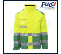 PAYPER HISPEED Giacca uomo alta visibilitÓ da lavoro 100% poliestere bande 3M chiusura zip tasca porta badge Giallo Fluo/Verde (L)
