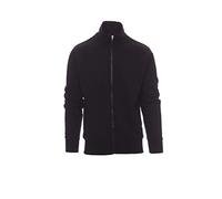 PAYPER Houston Felpa da Lavoro Uomo Misto Cotone Manica Lunga Chiusura Zip Intera Manica a Giro Polsini Vita in Costina Nero (3XL)