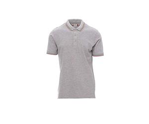 PAYPER Italia Melange Polo Unisex Uomo Donna a Manica Corta Misto Cotone Collo Profilo Tricolore Spacchetti Laterali Grigio (L)