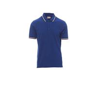 PAYPER Italia Polo Unisex a Manica Corta 100% Cotone Collo Profilo Tricolore Spacchetti Laterali Blu Royal (4XL)
