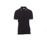 PAYPER Italia Polo Unisex a Manica Corta 100% Cotone Collo Profilo Tricolore Spacchetti Laterali Nero (5XL)