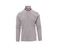 PAYPER Long-Nation Melange Polo da Uomo a Manica Lunga Misto Cotone Effetto Perlato Spacchetti Laterali Colletto Polsino a Costine Rinforzo Sagomato retrocollo Grigio/Italia (M)