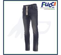 PAYPER Los Angeles Pantalone da Uomo Taglio Jeans Misto Denim Tasche Laterali Chiusura con Zip Gamba Slim Effetto Consumato (Deep Blue, 62/64)