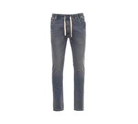 PAYPER Los Angeles Pantalone da Uomo Taglio Jeans Misto Denim Tasche Laterali Chiusura con Zip Gamba Slim Effetto Consumato (Light Blue, 46)