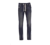 PAYPER Los Angeles Pantalone da Uomo Taglio Jeans Misto Denim Tasche Laterali Chiusura con Zip Gamba Slim Effetto Consumato (Deep Blue, 52)