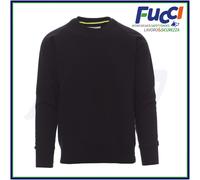 PAYPER Mistral+ Felpa Girocollo da Uomo a Manica Lunga Raglan Misto Cotone Polsini Vita in Costina Elasticizzata Nero (5XL)
