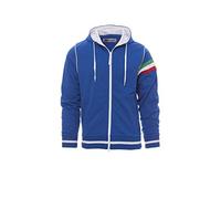 PAYPER Nevada Felpa con Cappuccio da Uomo a Manica Lunga 100% Poliestere Polsini Vita in Costina Elasticizzata Bandiera Tricolore Blu Royal/Bianco (XL)