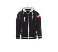 PAYPER Nevada Felpa con Cappuccio da Uomo a Manica Lunga 100% Poliestere Polsini Vita in Costina Elasticizzata Bandiera Tricolore Nero/Bianco (L)