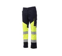 PAYPER Pantalone da lavoro Alta visibilità Estivo unisex bicolore 64% PL 33% CO 210gr Classe2 WORKING SUMMER - XL, Giallo Fluo-Blu Navy
