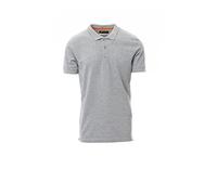 PAYPER Polo da Uomo a Manica Corta con 3 Bottoni in Tinta Effetto Perlato, Colletto e Bordo Manica a Costine, Spacchetti Laterali - Grigio Melange - M