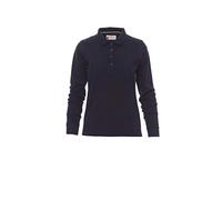 PAYPER Polo Sfiancata da Donna Manica Lunga con 4 Bottoni in Tinta Effetto Perlato Florence Lady (XS - Blu Navy) Anche con Ricamo E Stampa
