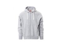 PAYPER Portland Felpa con Cappuccio da Uomo Manica Lunga a Giro Misto Cotone Chiusura Zip Intera Polsini Vita in Costina Elasticizzata Grigio Melange (L)